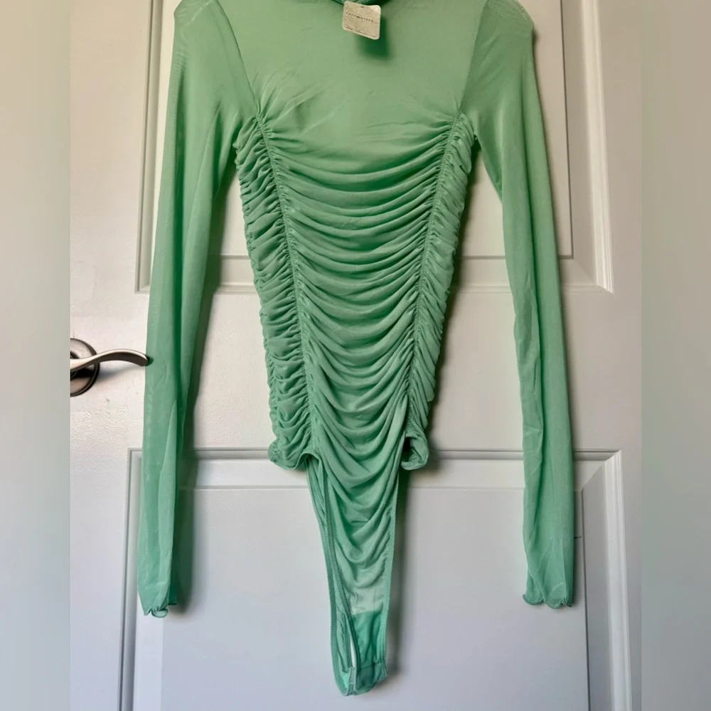 NWT Free People Intimately Under It All Ruched Mesh Turtleneck Bodysuit